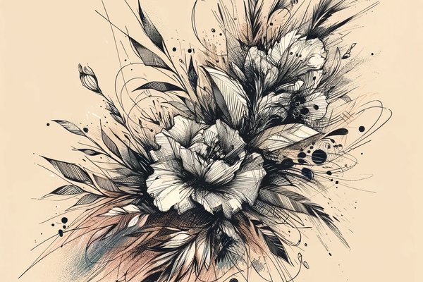 DALL·E 2024-03-11 15.17.51 - A vibrant and detailed sketch-style tattoo sketch on a beige background, highlighting the loose, energetic lines and spontaneous feel characteristic o